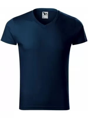 Muška majica kratkih rukava MALFINI SLIM FIT V-NECK 146 TAMNOPLAVA