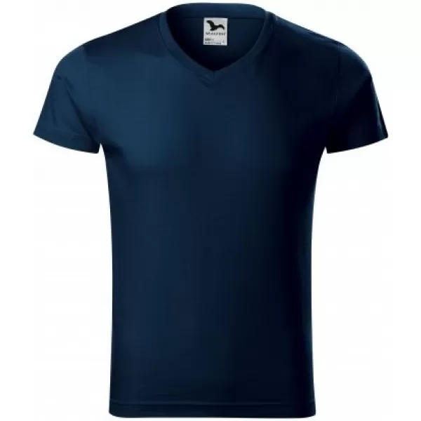  Muška majica kratkih rukava MALFINI SLIM FIT V-NECK 146 TAMNOPLAVA 