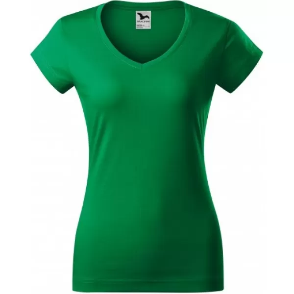 Ženska majica kratkih rukava MALFINI FIT V-NECK 162 SREDNJE ZELENA 