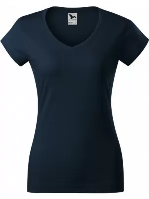 Ženska majica kratkih rukava MALFINI FIT V-NECK 162 TAMNOPLAVA