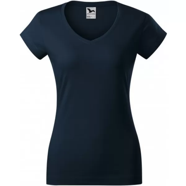 Ženska majica kratkih rukava MALFINI FIT V-NECK 162 TAMNOPLAVA 