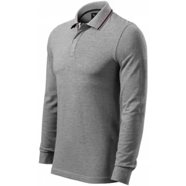  Muška majica s dugim rukavima i kragnom MALFINI PREMIUM CONTRAST STRIPE LS 258 TAMNO SIVI ODSJAJI 
