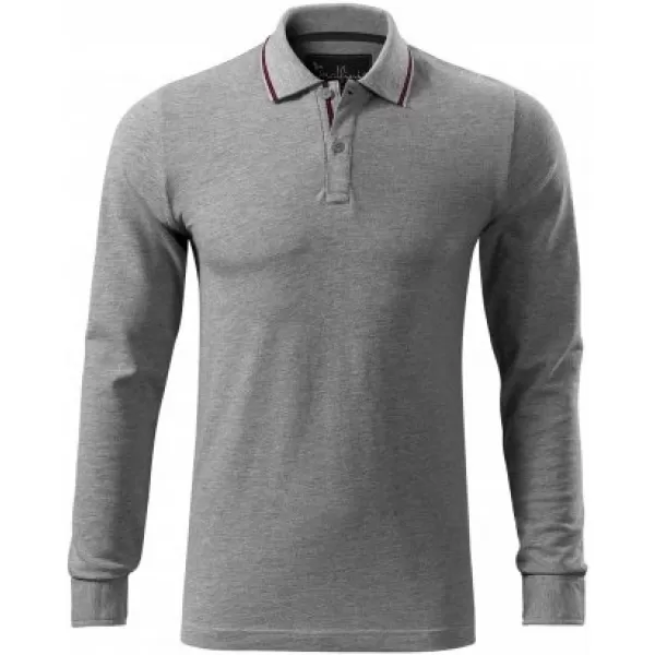 Muška majica s dugim rukavima i kragnom MALFINI PREMIUM CONTRAST STRIPE LS 258 TAMNO SIVI ODSJAJI 