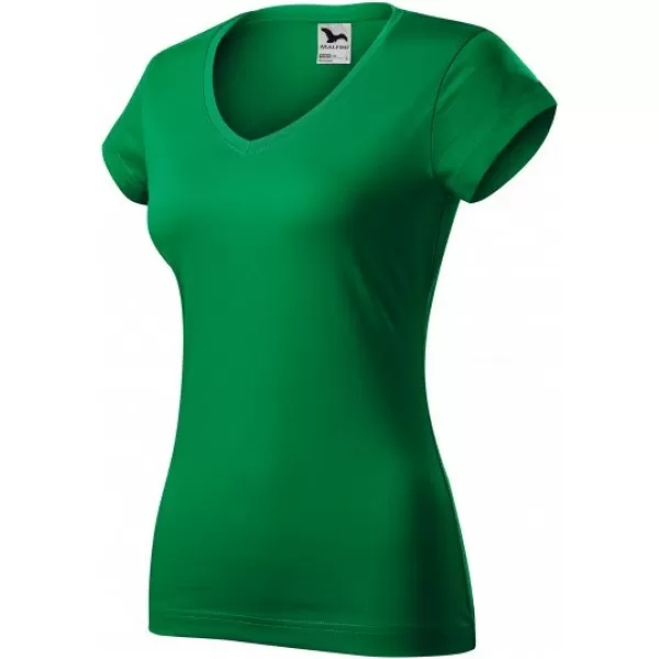  Ženska majica kratkih rukava MALFINI FIT V-NECK 162 SREDNJE ZELENA 