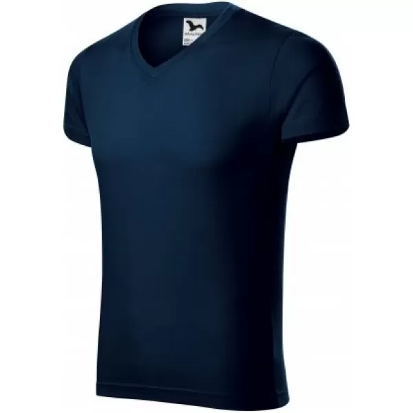 Muška majica kratkih rukava MALFINI SLIM FIT V-NECK 146 TAMNOPLAVA 