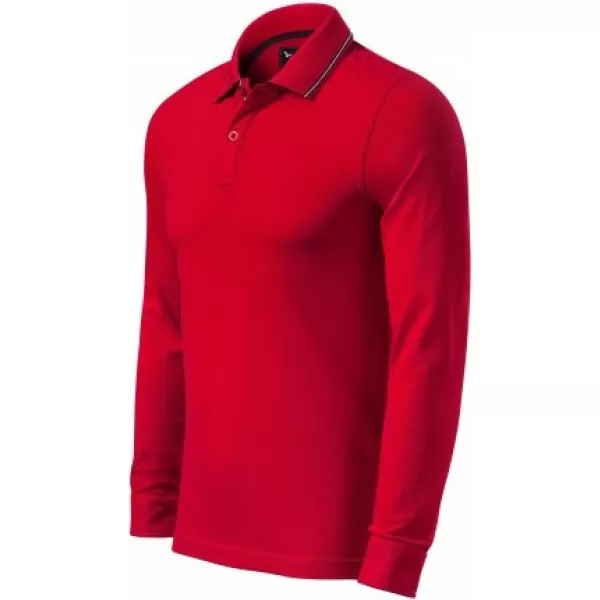  Muška majica s dugim rukavima i kragnom MALFINI PREMIUM CONTRAST STRIPE LS 258 CRVENA FORMULA 