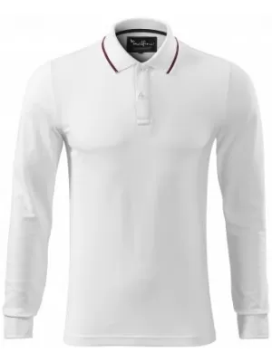 Muška majica s dugim rukavima i kragnom MALFINI PREMIUM CONTRAST STRIPE LS 258 BIJELA