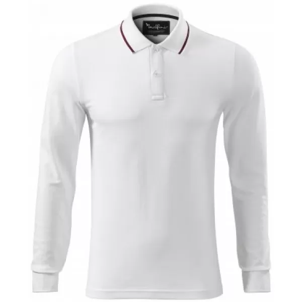  Muška majica s dugim rukavima i kragnom MALFINI PREMIUM CONTRAST STRIPE LS 258 BIJELA 