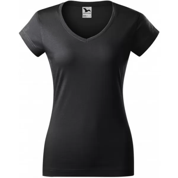  Ženska majica kratkih rukava MALFINI FIT V-NECK 162 EBANOVINA SIVA 