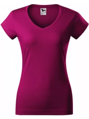 Ženska majica kratkih rukava MALFINI FIT V-NECK 162 FUKSIJA CRVENA