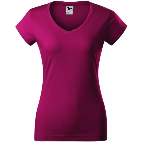  Ženska majica kratkih rukava MALFINI FIT V-NECK 162 FUKSIJA CRVENA 