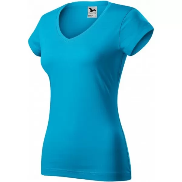  Ženska majica kratkih rukava MALFINI FIT V-NECK 162 TIRKIZ 