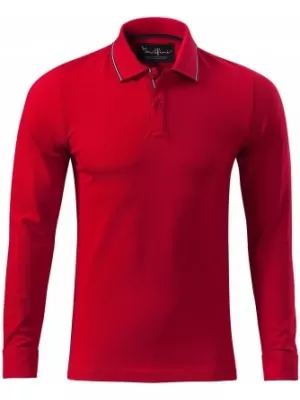 Muška majica s dugim rukavima i kragnom MALFINI PREMIUM CONTRAST STRIPE LS 258 CRVENA FORMULA