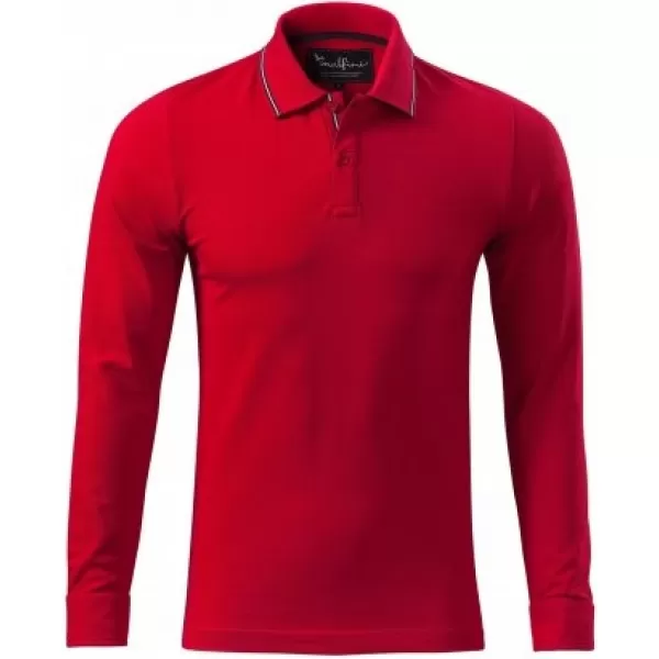  Muška majica s dugim rukavima i kragnom MALFINI PREMIUM CONTRAST STRIPE LS 258 CRVENA FORMULA 