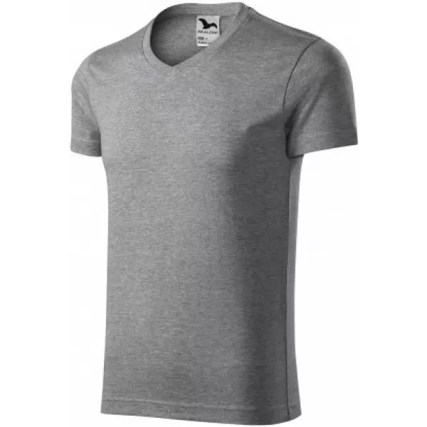  Muška majica kratkih rukava MALFINI SLIM FIT V-NECK 146 TAMNO SIVI ODSJAJI 