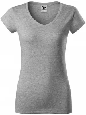 Ženska majica kratkih rukava MALFINI FIT V-NECK 162 TAMNO SIVI ODSJAJI