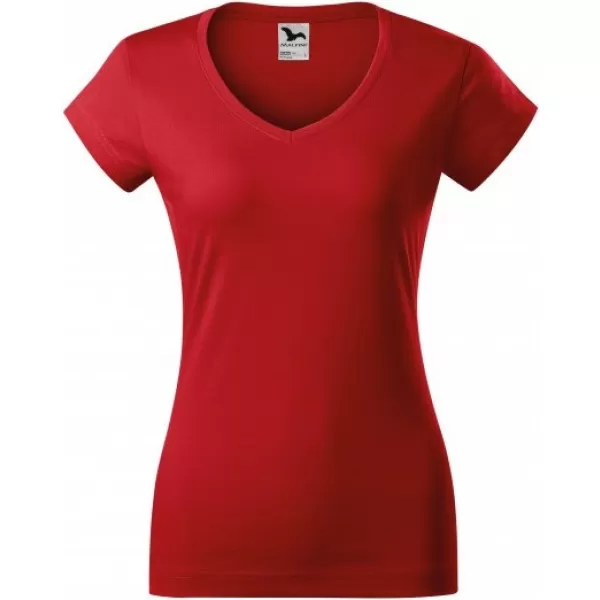  Ženska majica kratkih rukava MALFINI FIT V-NECK 162 CRVENA 