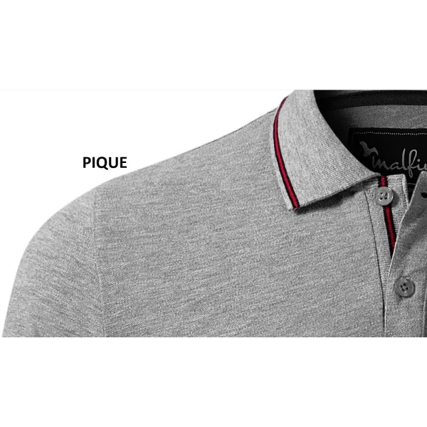  Muška majica s dugim rukavima i kragnom MALFINI PREMIUM CONTRAST STRIPE LS 258 TAMNO SIVI ODSJAJI 