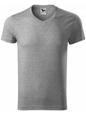 Muška majica kratkih rukava MALFINI SLIM FIT V-NECK 146 TAMNO SIVI ODSJAJI