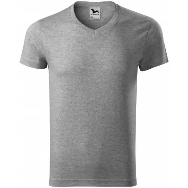  Muška majica kratkih rukava MALFINI SLIM FIT V-NECK 146 TAMNO SIVI ODSJAJI 