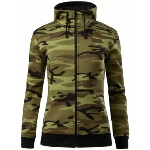  Ženski sweatshirt MALFINI CAMO ZIPPER C20 KAMUFLAŽNO ZELENA 