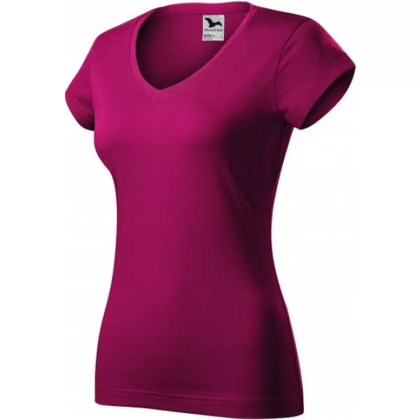  Ženska majica kratkih rukava MALFINI FIT V-NECK 162 FUKSIJA CRVENA 