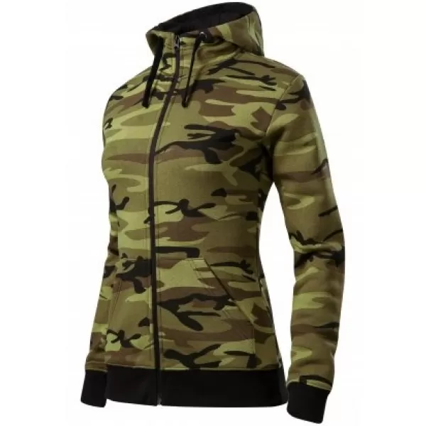  Ženski sweatshirt MALFINI CAMO ZIPPER C20 KAMUFLAŽNO ZELENA 