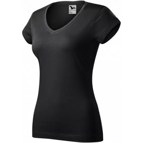  Ženska majica kratkih rukava MALFINI FIT V-NECK 162 EBANOVINA SIVA 