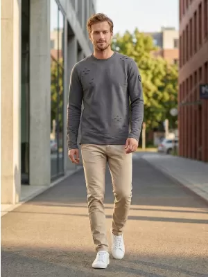 Muški sweatshirt KIXMI KARMELO TAMNO SIVA