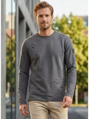 Muški sweatshirt KIXMI KARMELO TAMNO SIVA