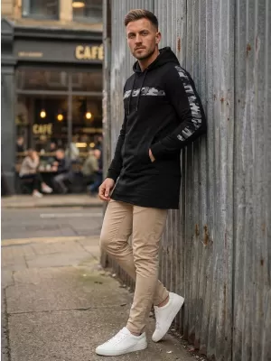 Muški produženi sweatshirt KIXMI KENNY CRNO