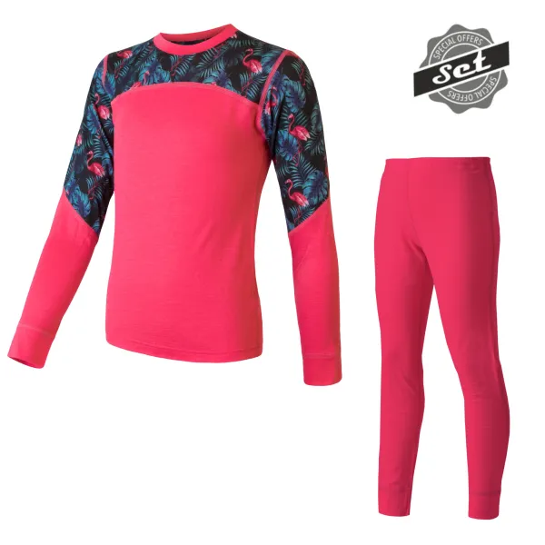  Dječji termo komplet SENSOR MERINO IMPRESS 20200014 MAGENTA/FLORAL 