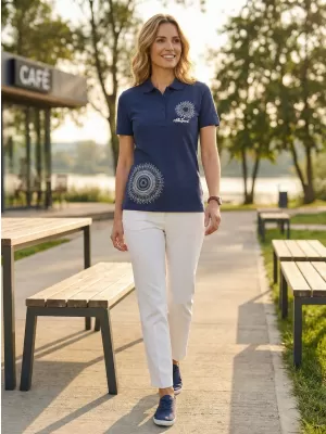 Ženska majica s kragnom ALTISPORT ALW024210 PONOĆNO PLAVA