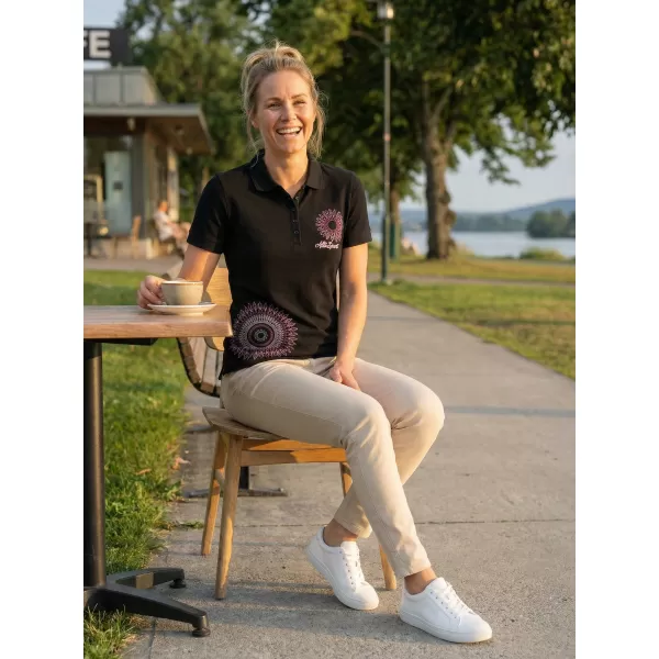  Ženska majica s kragnom ALTISPORT ALW024210 CRNO RUŽIČASTA 