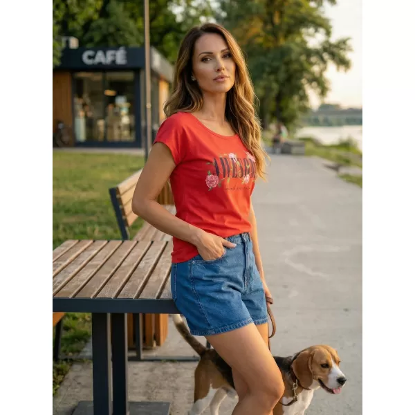  Ženska majica kratkih rukava KIXMI LEA CRVENA 