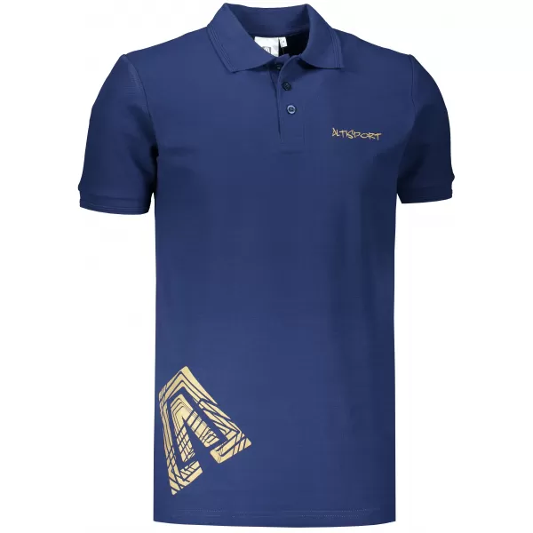  Muška majica s kragnom ALTISPORT ALM013203 PONOĆNO PLAVA/ZLATNA 
