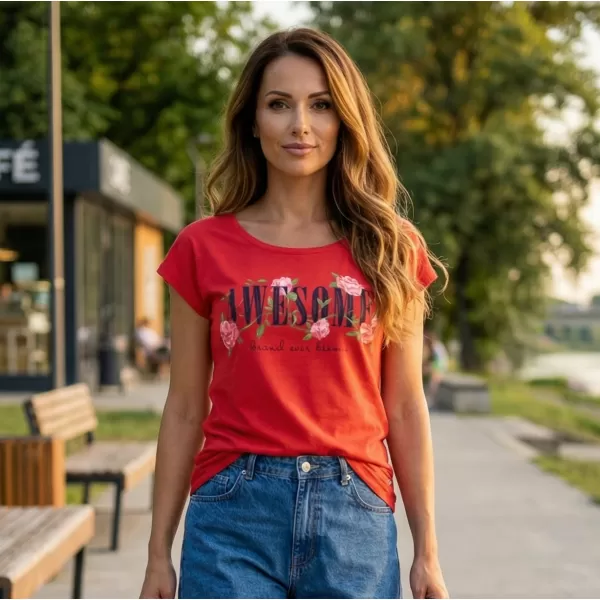  Ženska majica kratkih rukava KIXMI LEA CRVENA 
