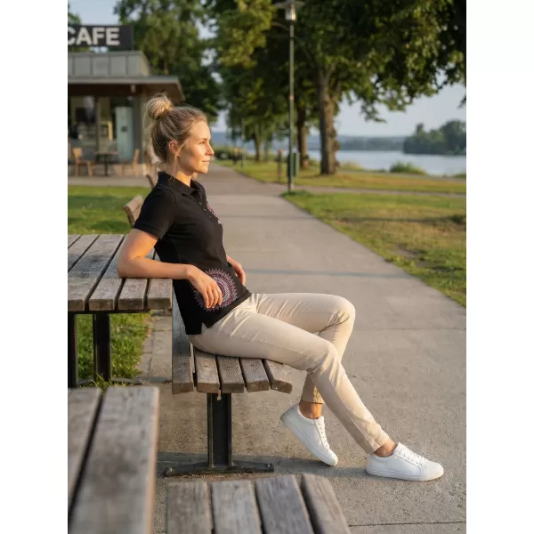  Ženska majica s kragnom ALTISPORT ALW024210 CRNO RUŽIČASTA 
