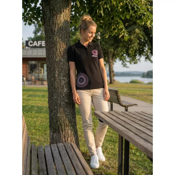  Ženska majica s kragnom ALTISPORT ALW024210 CRNO RUŽIČASTA 