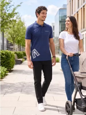 Muška majica s kragnom ALTISPORT ALM013203 PONOĆNO PLAVA