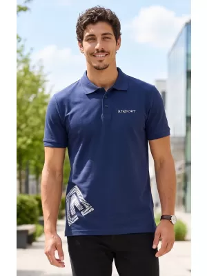 Muška majica s kragnom ALTISPORT ALM013203 PONOĆNO PLAVA
