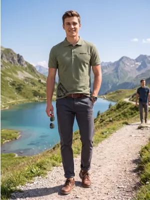 Muška majica s kragnom ALTISPORT ALM013203 KAKI