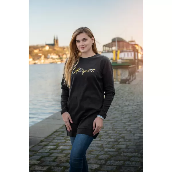  Ženska produžena majica ALTISPORT CEINA LSWT307 CRNO 