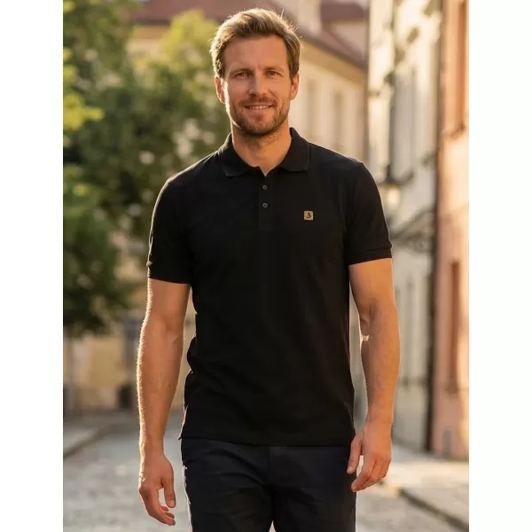  Pánské triko s límečkem ALTISPORT CARRYOVER ALM065203 ČERNOZLATÁ 