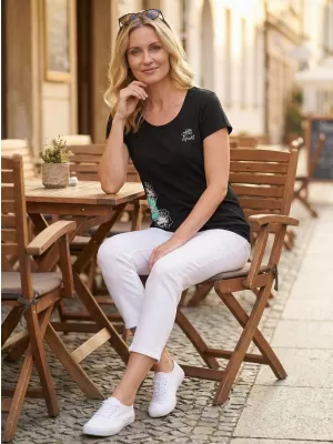 Ženska majica kratkih rukava ALTISPORT ALW106120 CRNI TIRKIZ