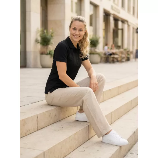  Ženska majica s kragnom ALTISPORT ALW056210 CRNO I ZLATNO 