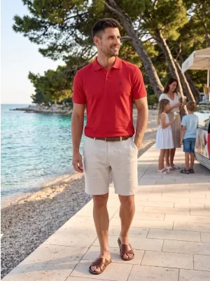 Muška vrhunska majica s kragnom ALTISPORT ALM002203 CRVENA