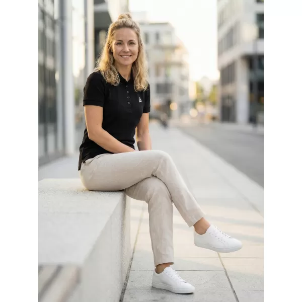  Ženska premium majica s kragnom ALTISPORT ALW002210 CRNO I BIJELO 