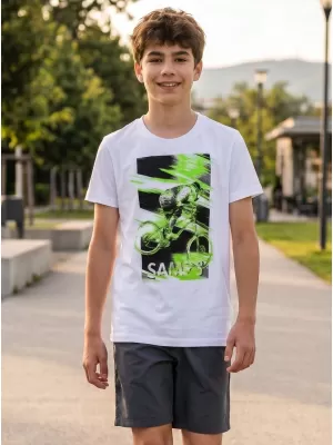 Dječak t -majica s kratkim rukavima SAM 73 LEO BT 550 BIJELA