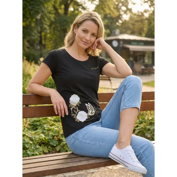  Ženska majica kratkih rukava ALTISPORT ALW146122 CRNO I ZLATNO 